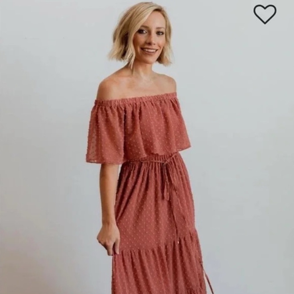 Baltic Born Off-Shoulder Maxi Dress in Burnt Orange